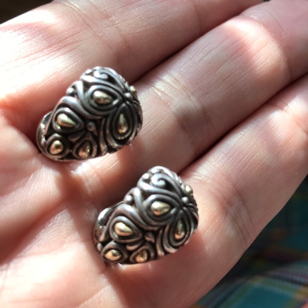 John Hardy huggie earrings 925 18k omega backs